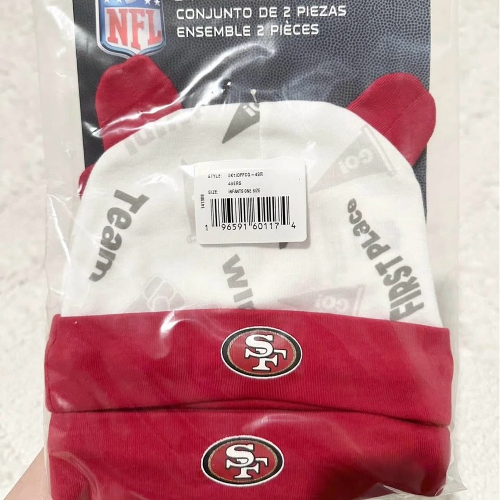 NFL SF 49ers 2-pc set Bonnet. Infant One Size